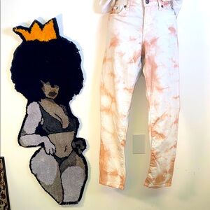 Jessica Simpson Pink and White Low Rise Jeans with Distressed Look